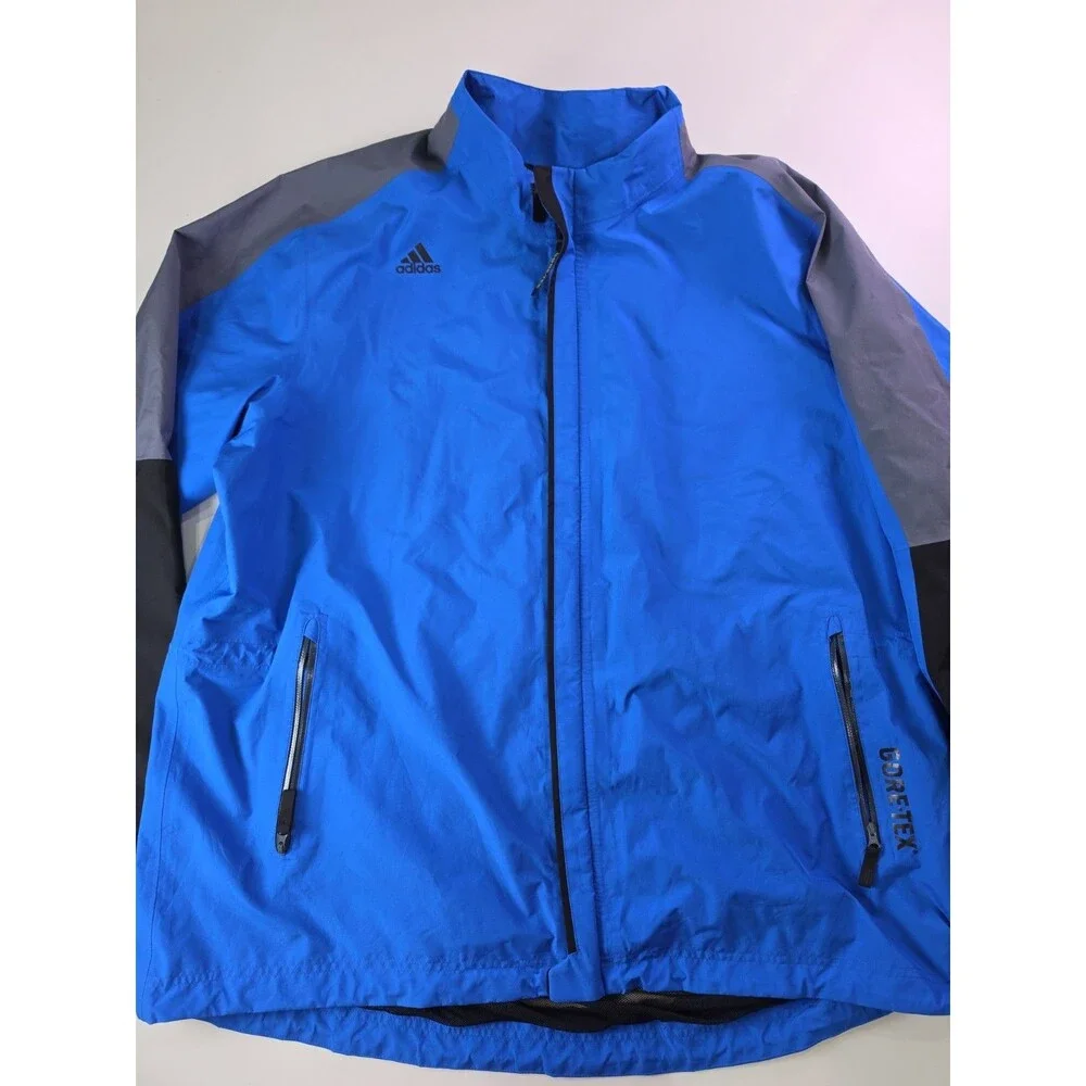 Adidas Goretex Rain Jacket Full Zip Windproof Waterproof 2XL Blue Layered